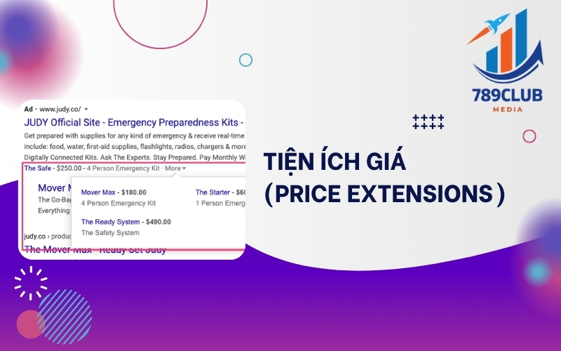 Tiện ích mở rộng Google Ads hiển thị giá rõ ràng, từ đó tăng tỷ lệ mua hàng